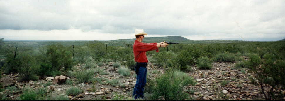 Shooting my Colt 1860's in the Sonoran Desert, 1994