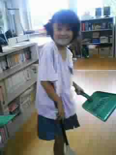 Cleaning time at Nishi (west) elementary school