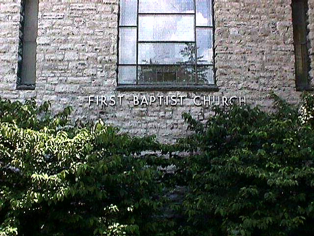 Reverse outside view of Christ Window & Church Name