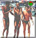 Achmat, Grant and Vaughan after surf swim. Click to enlarge.