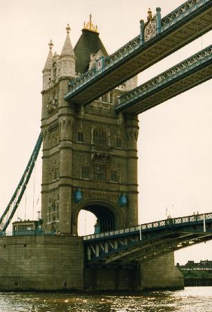 A close view of the Tower Bridge