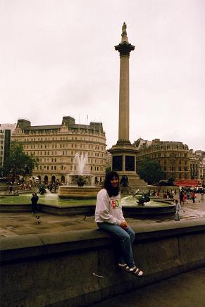  My wife Tara in front of the Nelson Column