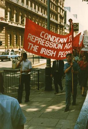 People protesting in London in 1985 