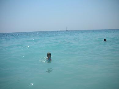 Isabelle Candido playing in the water in Nice, France