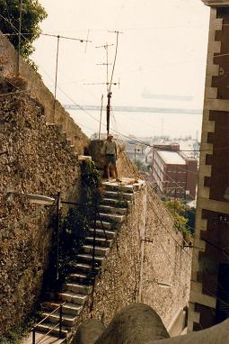 Standing on the Mediterranean steps in Gibraltar