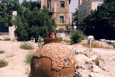 Inside a giant jar in Athens near the Acropolis