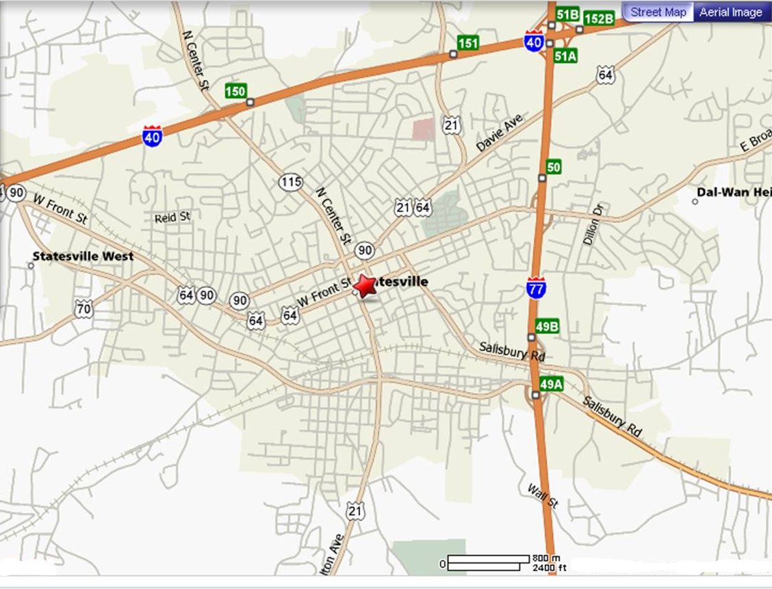 Map To Statesville,NC