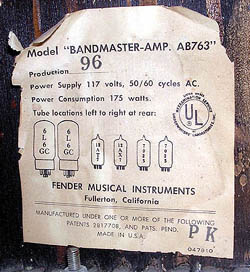 Fender Amp Tube Chart