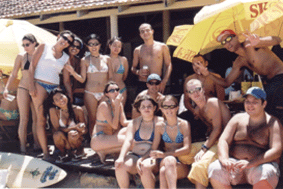 Karina, Viviane, Flavia, Lilian, Nene, Marisa, Fernanda, Chico, Marcel, Marquinhos, irm&atilde; Valtinho, Evanize, Alem&atilde;o, Valtinho - Praia Mole