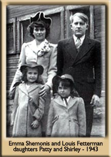 Emma Shemonis and Louis Fetterman with daughters Patty and Shirley - 1943