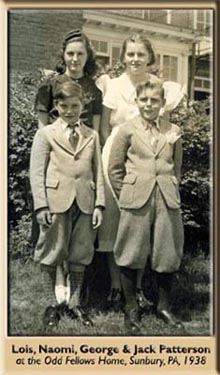 Lois, Naomi, George and Jack at the Odd Fellows Home, Sunbury, PA, 1938