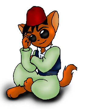 Here's Abdul kitty, no da! He's mostly sleeping, tho, no da. He mostly likes to protect Quatre kitty from getting in trouble with Ryoga and Duo kitties, nan no da!