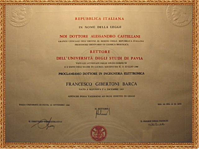 Laurea Quinquennale-five years-:21 luglio 1988