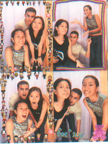 haha. print of mee,lee n sebas! first time we took together. haha. look at those two lovebirds. aint they cute!? yup yup. n look at one of it where all of us opened our mouth. lee's trademark. n she had to put her hand there yar. haha. oh well.