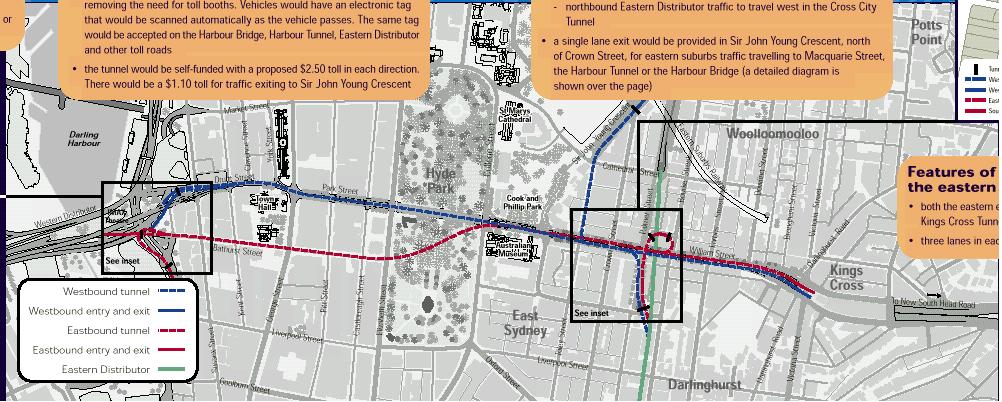 Sydney Cross City Tunnel Map Cross City Tunnel Proposal