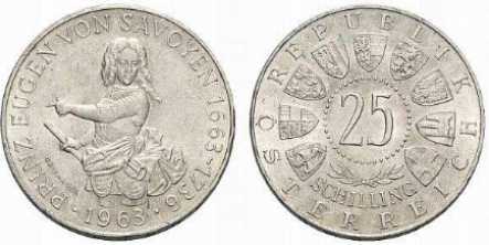 [25-Schilling-Gedenkm�nze 1963 auf Prinz Eugen von Savoyen]