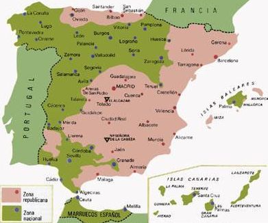 [Die spanischen Fronten im August 1936]