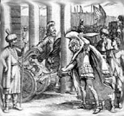 [Alexander durchschl�gt den Gordischen Knoten]