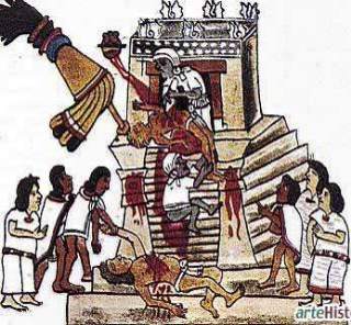 [Menschenopfer der Azteken - aus dem Codex Magliabecchi]