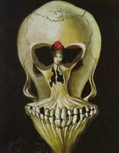 [Doppelbild: Ballerina und Totensch�del]