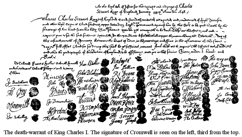 [1. Spalte von links, 3. Unterschrift von oben: O. Cromwell]
