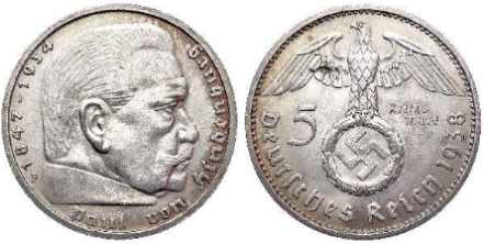 [5 RM Hindenburg 1938]