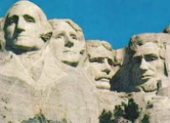 [Pr�sidentenk�pfe von Mount Rushmore in den Black Hills: Washington, Jefferson, T. Roosevelt und Lincoln]