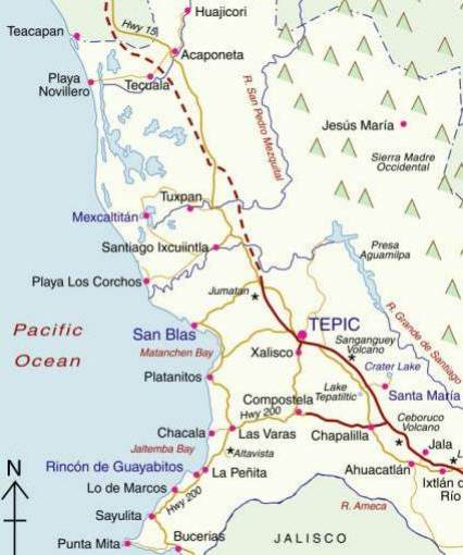 [Karte des Bundesstaates Nayarit]