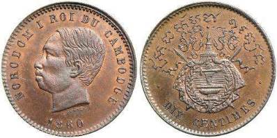 [Kupferm�nze Norodoms I zu 10 Centimes]