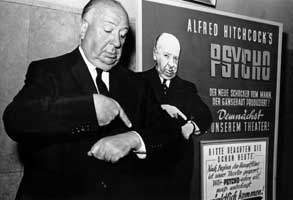 Alfred Hitchcock auf der Promotion-Tour f�r 'Psycho' (1960)