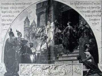 [Der Streit der K�niginnen vor dem Wormser Dom von Kirchbach]