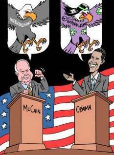 [der altmodische McCain gegen den fortschrittlichen Obama]