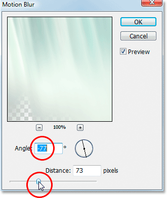Description: Photoshop's Motion Blur filter dialog box.