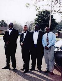The 'Groom' Squad! From Left: Chris Jackson, Best Man, Julian Presley, Groom, Andrea Stewart, Best Man, Sidney Alexander, Cameraman