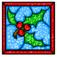 xmas holly leaf stained glass window