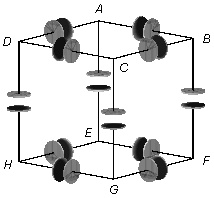 capacitores ligados em forma de cubo