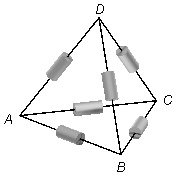resistores ligados em forma de tetraedro