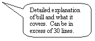 Rounded Rectangular Callout: Detailed explanation of bill and what it covers.  Can be in excess of 30 lines.