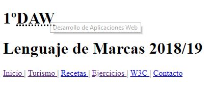 Uso de la etiqueta <abbr> en 1ºDAW