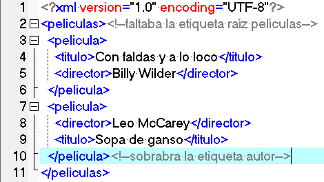 Imagen del XML películas sin errores