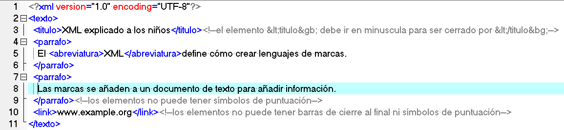 Imagen del XML texto sin errores