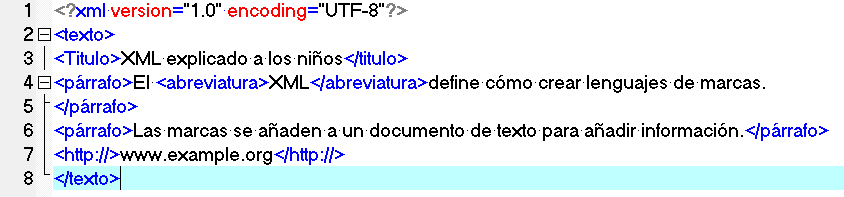 Imagen del XML texto con errores