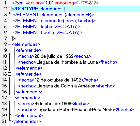 Imagen del XML efemérides