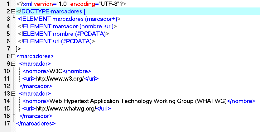 Imagen del XML marcadores