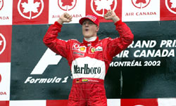 Schumacher celebrates in Canada 
