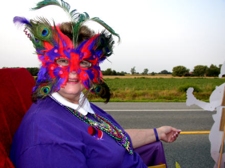 Lorraine with her fancy mask