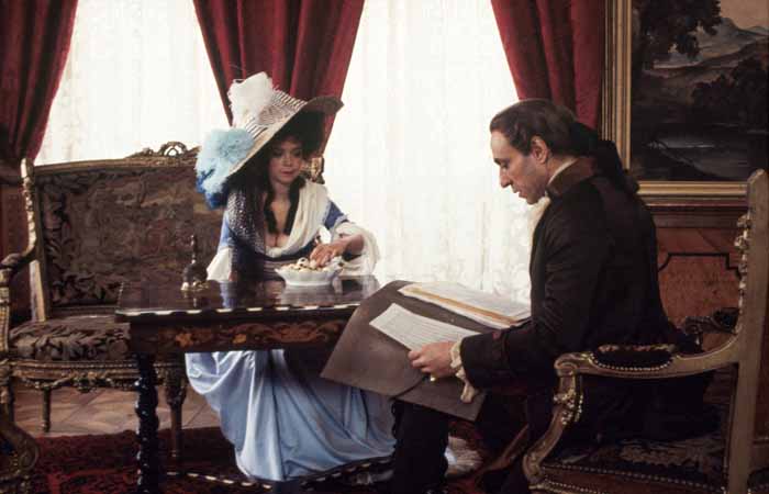 In this scene from the film, Constanze pays a call on Salieri, hoping to convince him to choose Mozart to instruct the Princess.&nbsp; In the "Director's Cut", he tells her that there is "a price" for his cooperation.