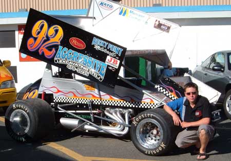 Ryan Floer shows off a sprint car in 2006