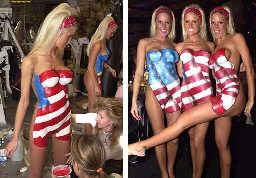 USA Flag on 3 women