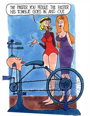 bike and tongue cartoon